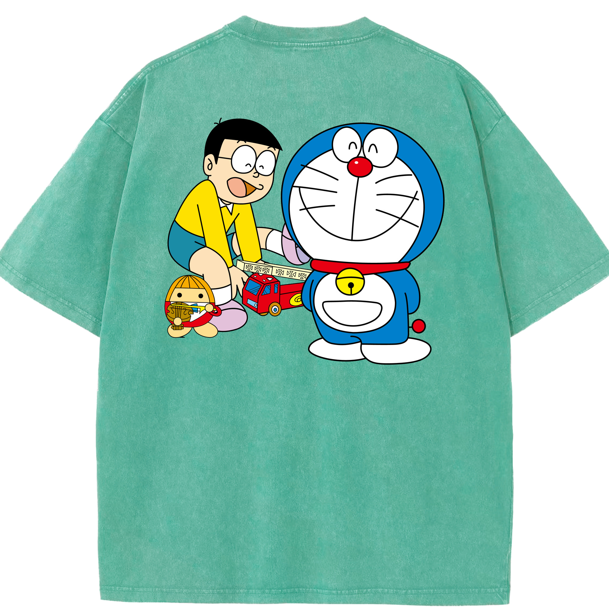 （画像用） ドラえもん Doraemon 綿100% ヴィンテージ風 半袖Tシャツ（背面プリント）